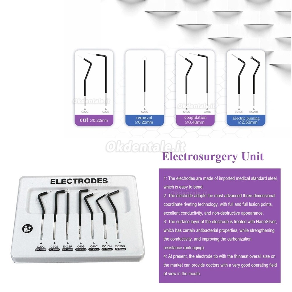 Set di 7 punte per elettrochirurgia dentale adatte all'elettrochirurgia dentale